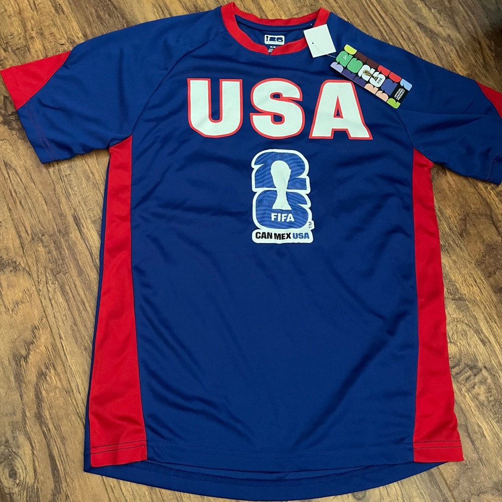 Official FIFA World Cup 2026 USA Soccer Jersey Shirt Blue Red Men's Size M NWT